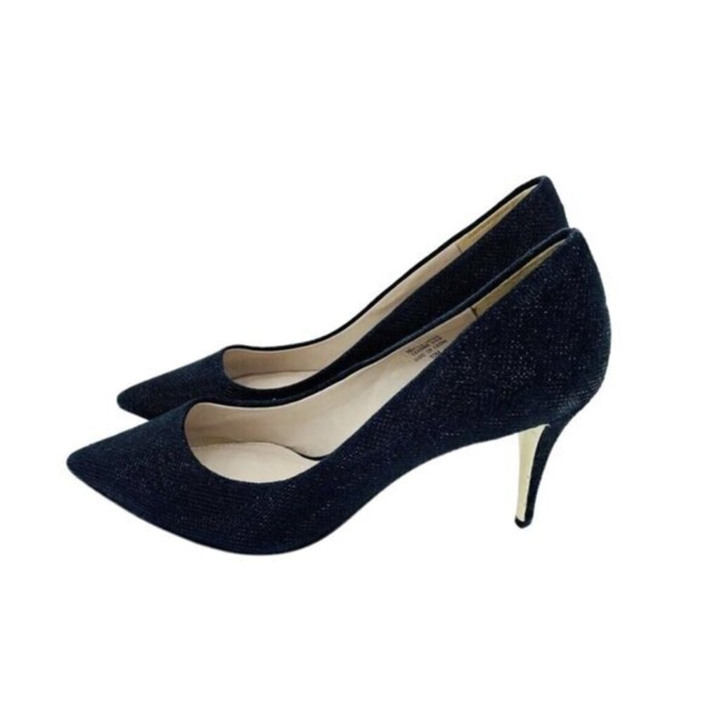 Glint Wedding Pumps Black Shimmer Mesh Pointed Toe High Heel Pump SZ 10